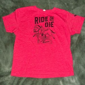 Rabbit Skins brand red tee little kid size 5/6, Ride or Die, pony, bronco, horse